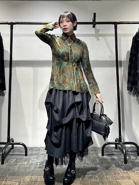「HARE（ハレ）のオパールシアーシャツ(HARE)（シャツ/ブラウス、グリーン系）」を使った、HARE / 瑜ユイさん（レディース・165cm）の夏コーディネート