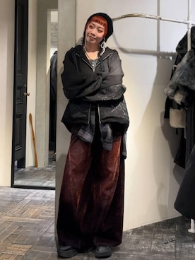 「HARE（ハレ）のアイテム（ニットキャップ/ビーニー）」を使った、HARE / 瑜ユイさん（レディース・165cm）の冬コーディネート