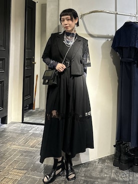 「HARE（ハレ）のレースキリカエジャケット(HARE)（テーラードジャケット、ブラック系）」を使った、HARE / 瑜ユイさん（レディース・165cm）の春コーディネート