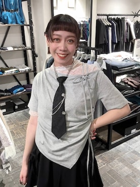 「HARE（ハレ）のネクタイネックレス(HARE)（ネクタイ、ブラック系）」を使った、HARE / 瑜ユイさん（レディース・165cm）の春コーディネート