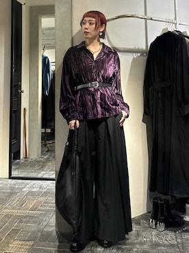 「HARE（ハレ）のレザーウエスタンベルト(HARE)（ベルト）」を使った、HARE / 瑜ユイさん（レディース・165cm）の秋コーディネート