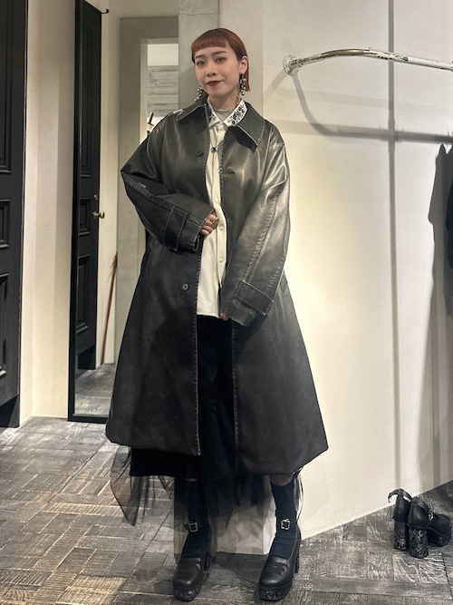 セール】【SET UP対応】レザーステンカラーコート(HARE)（ステン