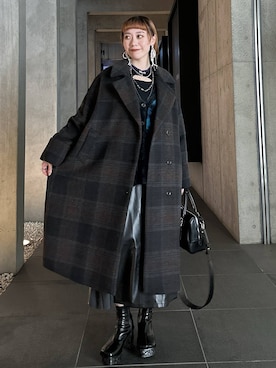 「アイテム（チェスターコート）」を使った、HARE / 瑜ユイさん（レディース・165cm）の秋コーディネート