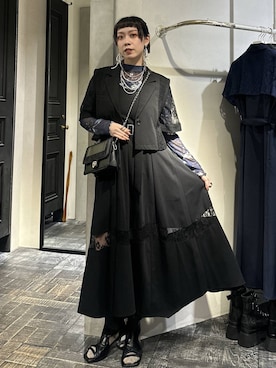 「HARE（ハレ）のレースキリカエジャケット(HARE)（テーラードジャケット、ブラック系）」を使った、HARE / 瑜ユイさん（レディース・165cm）の春コーディネート
