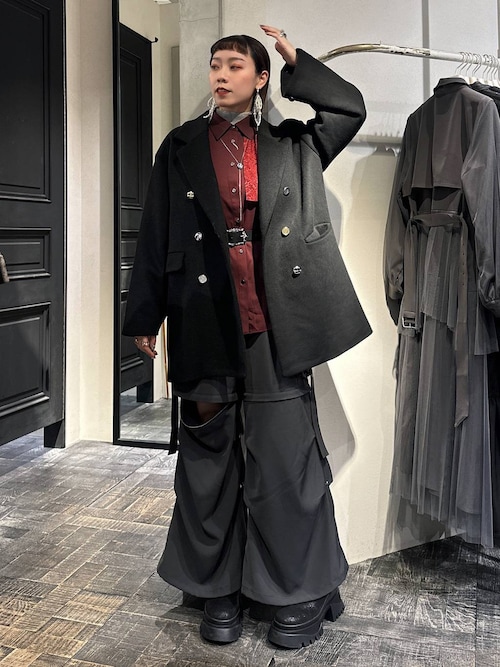 HARE ダブルブレストウールコート ブラック Lサイズ HARE ダブルブレストウールコート ブラック Lサイズ