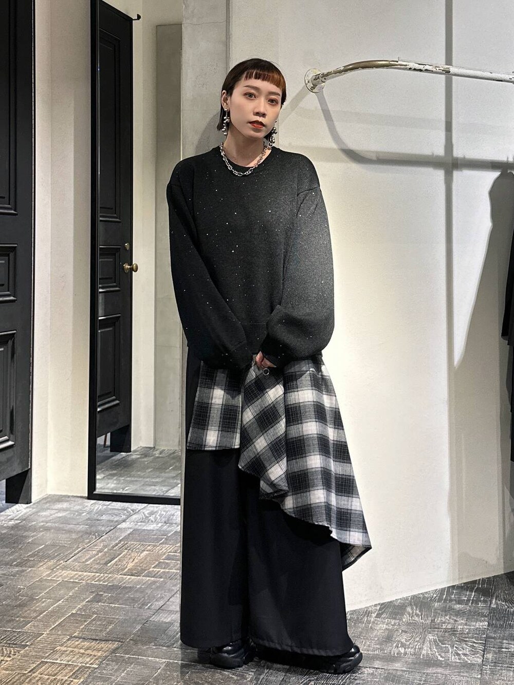 UNDERGROUND MODE】チェックレイヤードパンツ(HARE)を使ったレディース