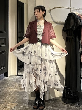 「HARE（ハレ）のボールミックスラリエットネックレス(HARE)（ネックレス、シルバー系）」を使った、HARE / 瑜ユイさん（レディース・165cm）の春コーディネート