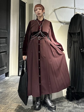 「アイテム（サスペンダー）」を使った、HARE / 瑜ユイさん（レディース・165cm）の秋コーディネート