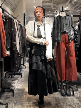 「アイテム（ネクタイ）」を使った、HARE / 瑜ユイさん（レディース・165cm）の秋コーディネート