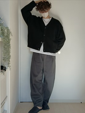 「アイテム（スウェットパンツ）」を使った、punimeganeさん（メンズ・184cm・40代）の冬コーディネート