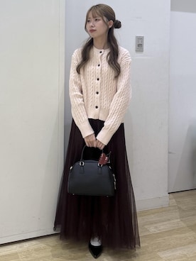 「ROPE' PICNIC（ロペピクニック）のローヒールメリージェーンパンプス（パンプス、ブラック系）」を使った、SAKIさん（レディース・153cm）の秋コーディネート