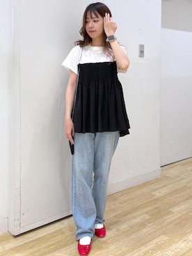 「アイテム（バレエシューズ）」を使った、SAKIさん（レディース・153cm）の夏コーディネート