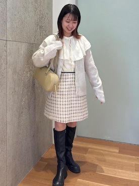 「ブルべ夏」｜「アイテム（ブーツ）」を使った、SAKIさん（レディース・153cm）の冬コーディネート