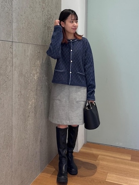 「ブルべ夏」｜「アイテム（ブーツ）」を使った、SAKIさん（レディース・153cm）の冬コーディネート