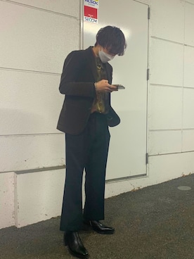 「カフェ」｜「アイテム（その他アウター）」を使った、rikimalu11さん（メンズ・175cm）の冬コーディネート
