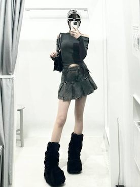 「3.3 Field Trip （3.3フィールドトリップ）の3.3 Field Trip／プリーツデニムスカート 2977561（デニムスカート）」を使った、kitunesandayoさん（レディース・167cm）の秋コーディネート