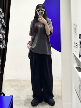 「アイテム（トートバッグ、パープル系）」を使った、kitunesandayoさん（レディース・167cm）の夏コーディネート