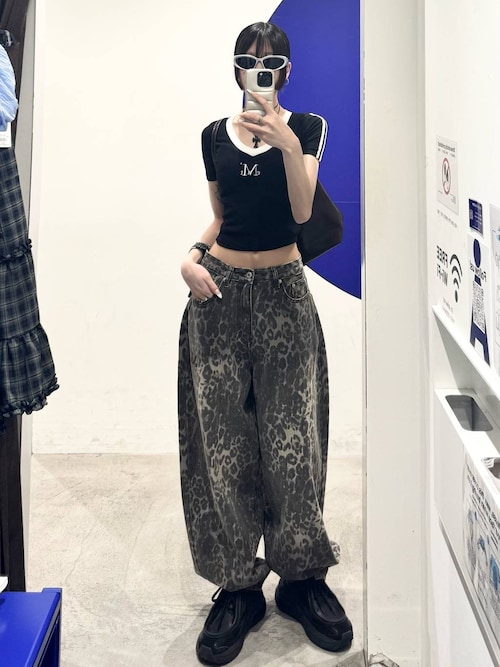 UNISEX】MUCENT／レオパードワイドパンツ（デニムパンツ
