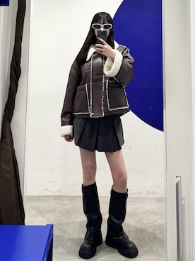 「アイテム（ライダースジャケット）」を使った、kitunesandayoさん（レディース・167cm・20代）の冬コーディネート