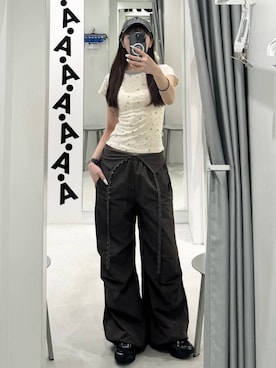 「MUCENT（ムセント）の★K-POPアイドル着用【UNISEX】MUCENT／アップリケＣＡＰ（キャップ、グレー系）」を使った、kitunesandayoさん（レディース・167cm）の夏コーディネート
