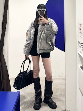 「アイテム（MA-1）」を使った、kitunesandayoさん（レディース・167cm・20代）の冬コーディネート