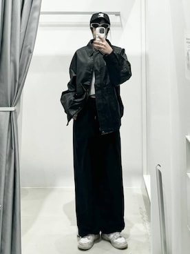 「ベーシック/シンプル」｜「アイテム（ライダースジャケット）」を使った、kitunesandayoさん（レディース・167cm）の秋コーディネート
