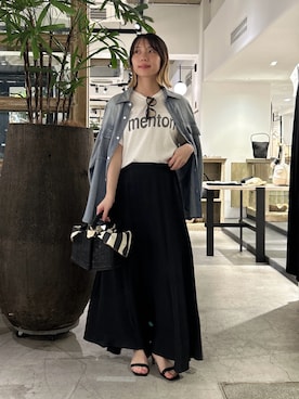 「GALLARDAGALANTE（ガリャルダガランテ）のMENTON Tシャツ（Tシャツ/カットソー、ホワイト系）」を使った、ggnabeさん（レディース・155cm）の春コーディネート