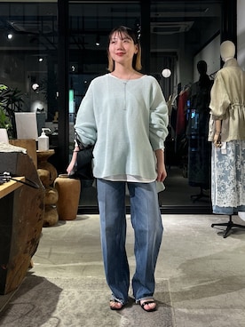 「GALLARDAGALANTE（ガリャルダガランテ）の【リバイバル】インパッチデニム（デニムパンツ、ブルー系）」を使った、ggnabeさん（レディース・155cm）の春コーディネート