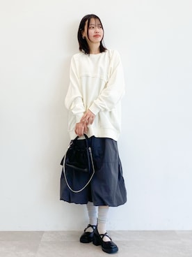 「ORiental TRaffic（オリエンタルトラフィック）の厚底クロスストラップパンプス/51121（パンプス、ブラック系）」を使った、ひみorientaltrafficさん（レディース・160cm）の春コーディネート