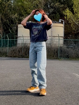 「アイテム（シューズ、イエロー系）」を使った、りん:)さん（レディース・154cm）の春コーディネート