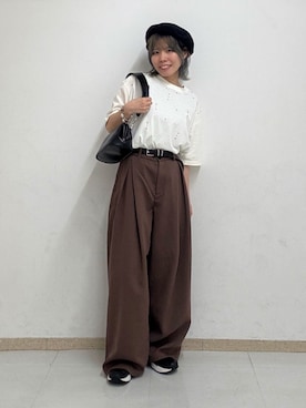 「アイテム（ハンチング/ベレー帽）」を使った、noriさん（レディース・157cm）の夏コーディネート