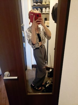 「JEANASIS（ジーナシス）のアイテム（スラックス）」を使った、HINMIさん（レディース・160cm）の夏コーディネート