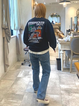 「チャックテイラー」｜「アイテム（スウェット）」を使った、hiokさん（レディース・166cm）の冬コーディネート