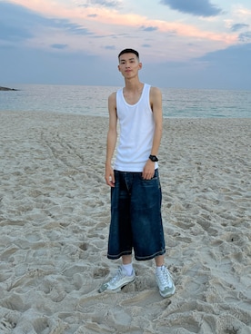 「DC（ディーシー）のアイテム」を使った、つよてぃさん（メンズ・173cm）の夏コーディネート