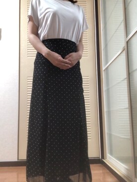 「UNIQLO（ユニクロ）のアイテム（Tシャツ/カットソー、ホワイト系）」を使った、奏さん（レディース・152cm）の夏コーディネート