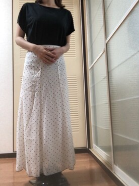 「UNIQLO（ユニクロ）のアイテム（Tシャツ/カットソー、ブラック系）」を使った、奏さん（レディース・152cm）の夏コーディネート