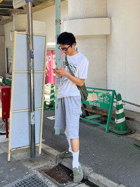 「PRO CLUB （プロクラブ）のアイテム（パンツ）」を使った、abharakunさん（メンズ・170cm）の夏コーディネート