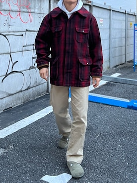 「WOOLRICH（ウールリッチ）のアイテム（その他アウター）」を使った、abharakunさん（メンズ・170cm）の冬コーディネート