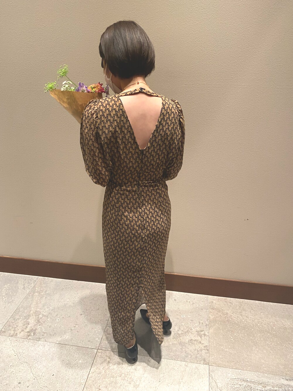 「お呼ばれスタイル、お呼ばれ、結婚式、Link、LOWRYS FARM、merlotplus、低身長」｜「Linkのアイテム（ワンピース、ブラウン系）」を使った、tomoka☺︎さん（レディース・155cm）の秋コーディネートの1枚目の写真