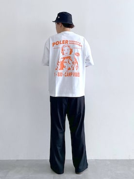 「ロングヘア」｜「アイテム（スラックス）」を使った、みやさん（メンズ・181cm）の夏コーディネート