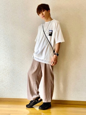 「Kappa（カッパ）のアイテム（スラックス）」を使った、RUMINASさん（メンズ・168cm）の夏コーディネート