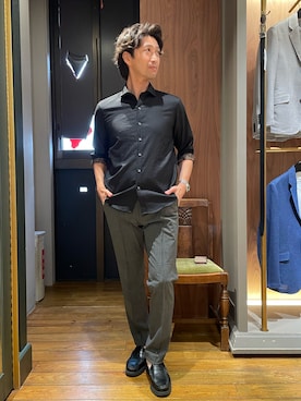 「アイテム（スラックス）」を使った、2ndbmさん（メンズ・174cm）の夏コーディネート