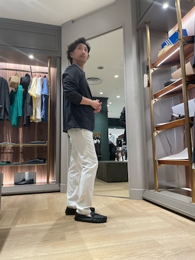 「MEN'S BIGI（メンズビギ）の〈イージーケア/吸水速乾〉COOL DOTS メランジプリントジャケット（テーラードジャケット、ブルー系）」を使った、2ndbmさん（メンズ・174cm）の夏コーディネート