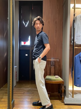 「ビジネスカジュアル」｜「アイテム（Tシャツ/カットソー）」を使った、2ndbmさん（メンズ・174cm）の夏コーディネート