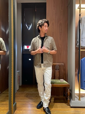 「ホワイトパンツ」｜「アイテム（スラックス）」を使った、2ndbmさん（メンズ・174cm）の夏コーディネート