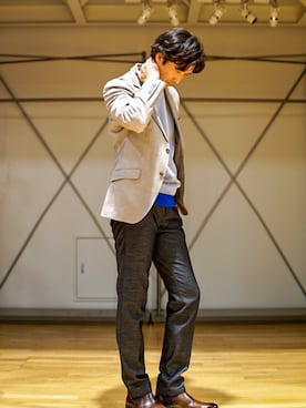 「アイテム（テーラードジャケット、イエロー系）」を使った、2ndbmさん（メンズ・174cm）の冬コーディネート