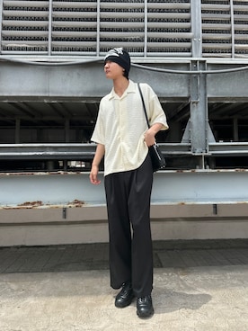 「tk.TAKEO KIKUCHI（ティーケータケオキクチ）のアイテム（シューズ）」を使った、KOHEIさん（メンズ・181cm）の夏コーディネート