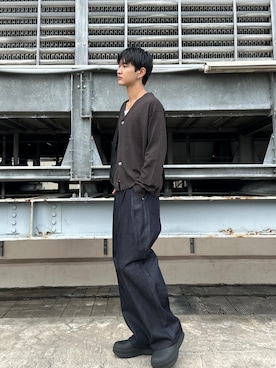 「tk.TAKEO KIKUCHI（ティーケータケオキクチ）のアイテム（パンツ）」を使った、KOHEIさん（メンズ・182cm）の秋コーディネート