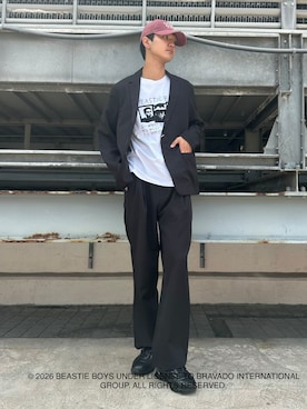「tk.TAKEO KIKUCHI（ティーケータケオキクチ）のアイテム（パンツ）」を使った、KOHEIさん（メンズ・181cm）の夏コーディネート