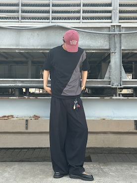 「tk.TAKEO KIKUCHI（ティーケータケオキクチ）のアイテム（パンツ）」を使った、KOHEIさん（メンズ・181cm）の夏コーディネート